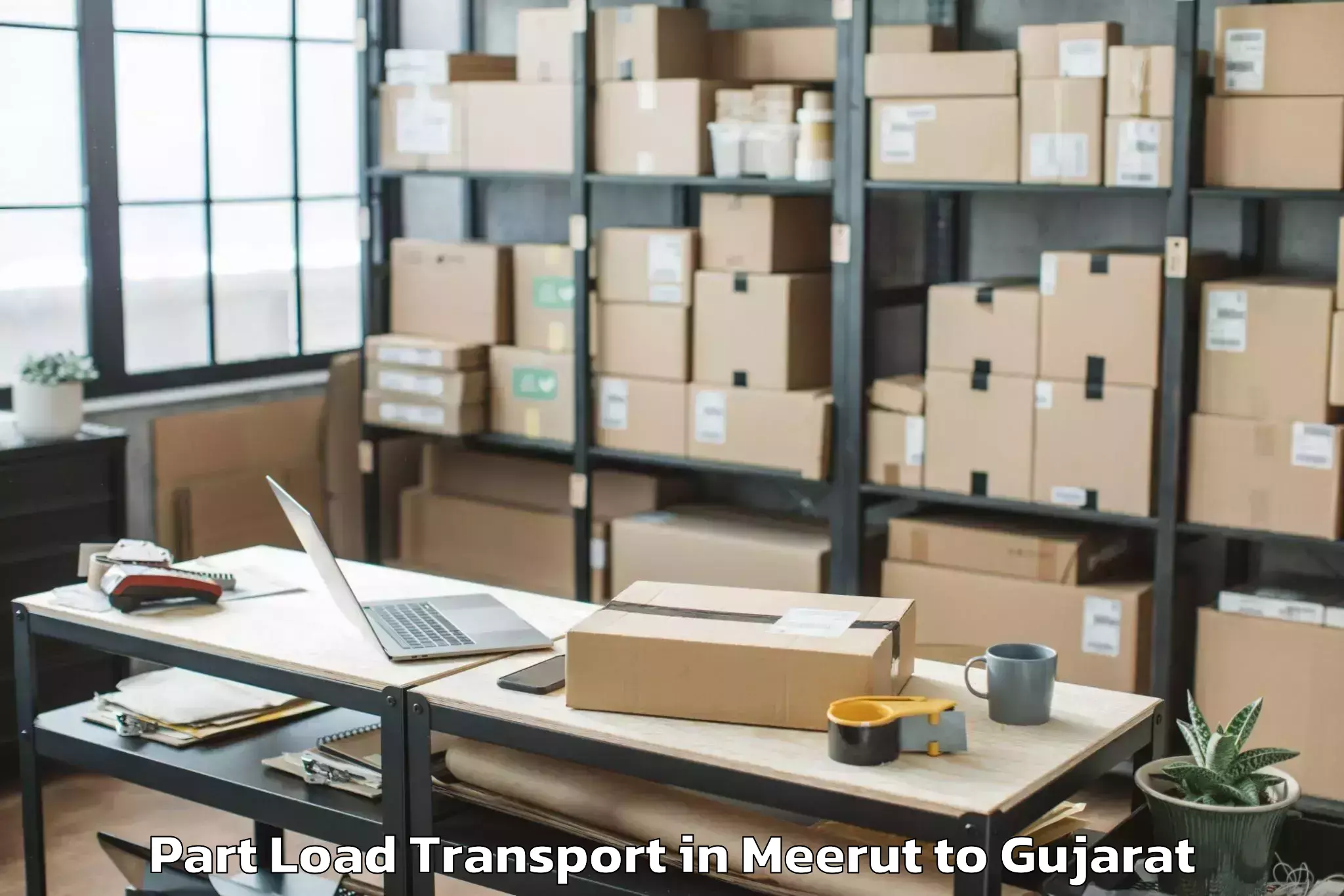 Book Meerut to Vansda Part Load Transport Online